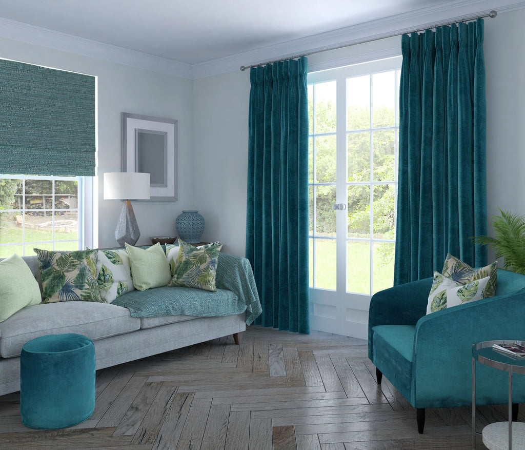 McAlister Textiles Matt Blue Teal Velvet Curtains Tailored Curtains 