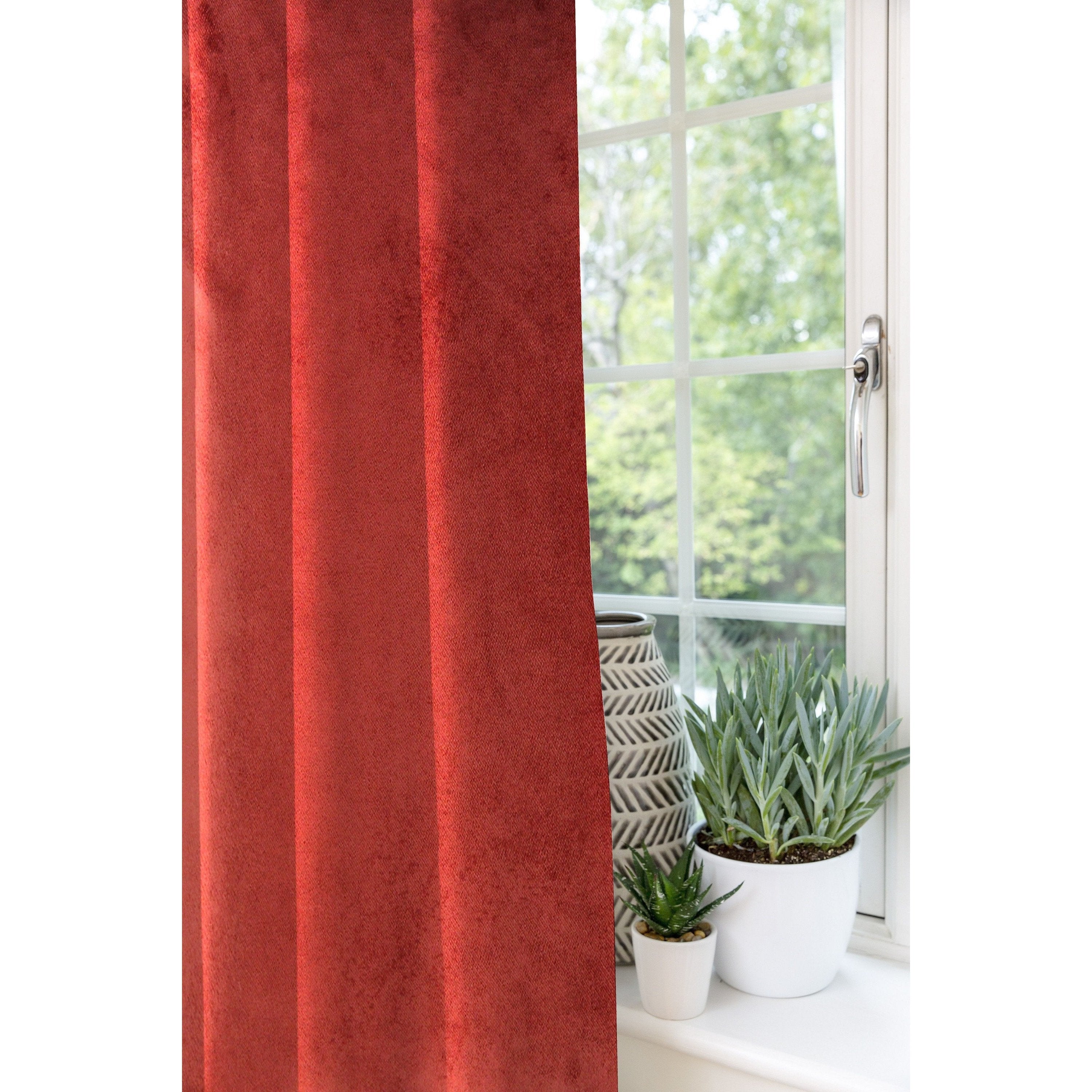 McAlister Textiles Matt Rust Red Orange Velvet Curtains Tailored Curtains 