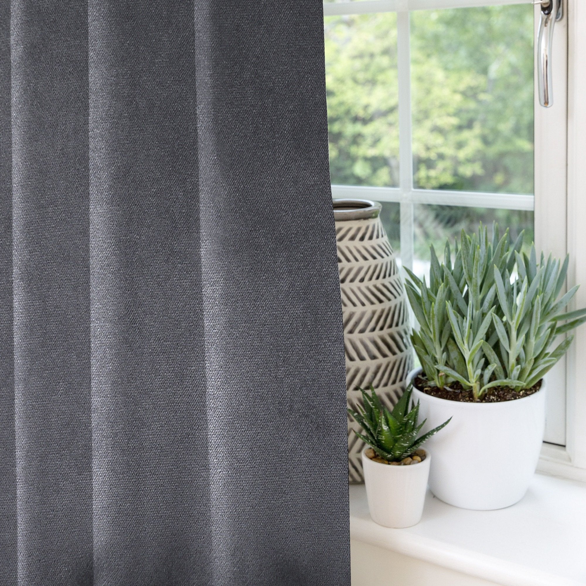 McAlister Textiles Matt Charcoal Grey Velvet Curtains Tailored Curtains 