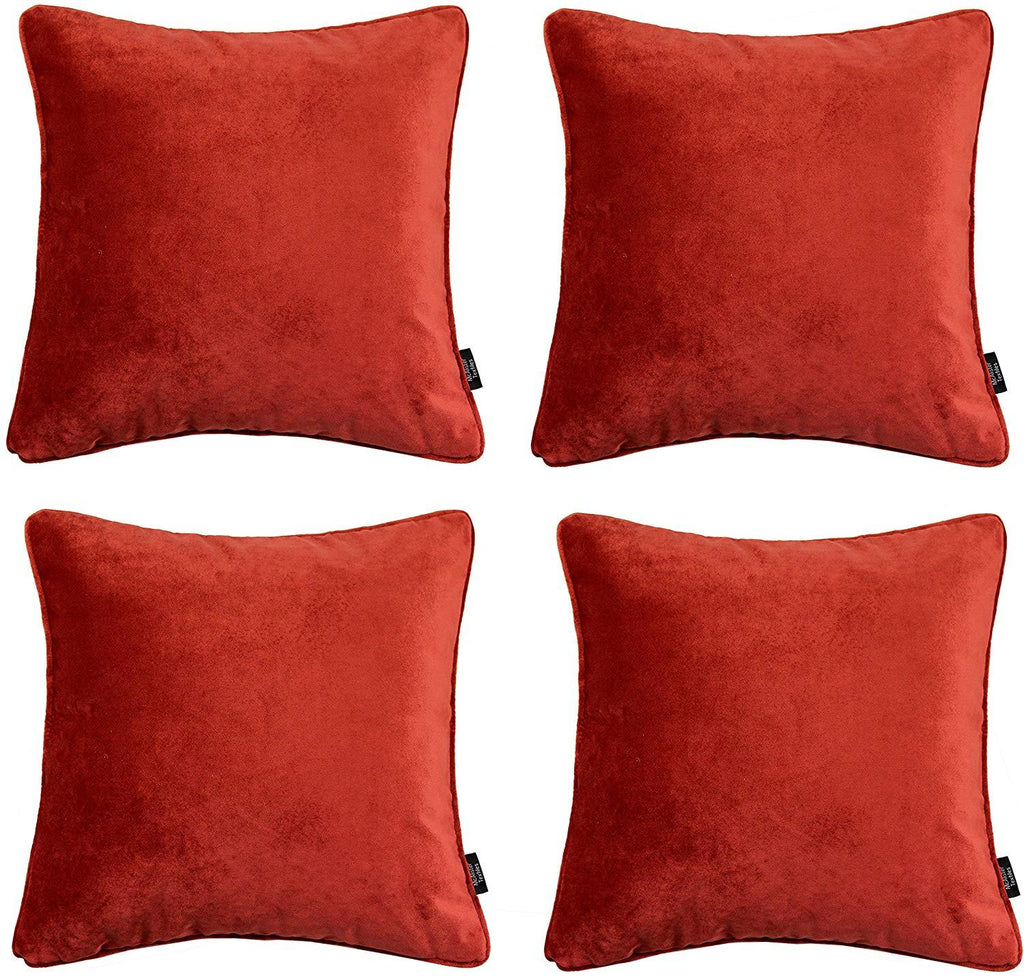 McAlister Textiles Matt Rust Red Orange Velvet 43cm x 43cm Piped Cushion Sets Cushions and Covers 