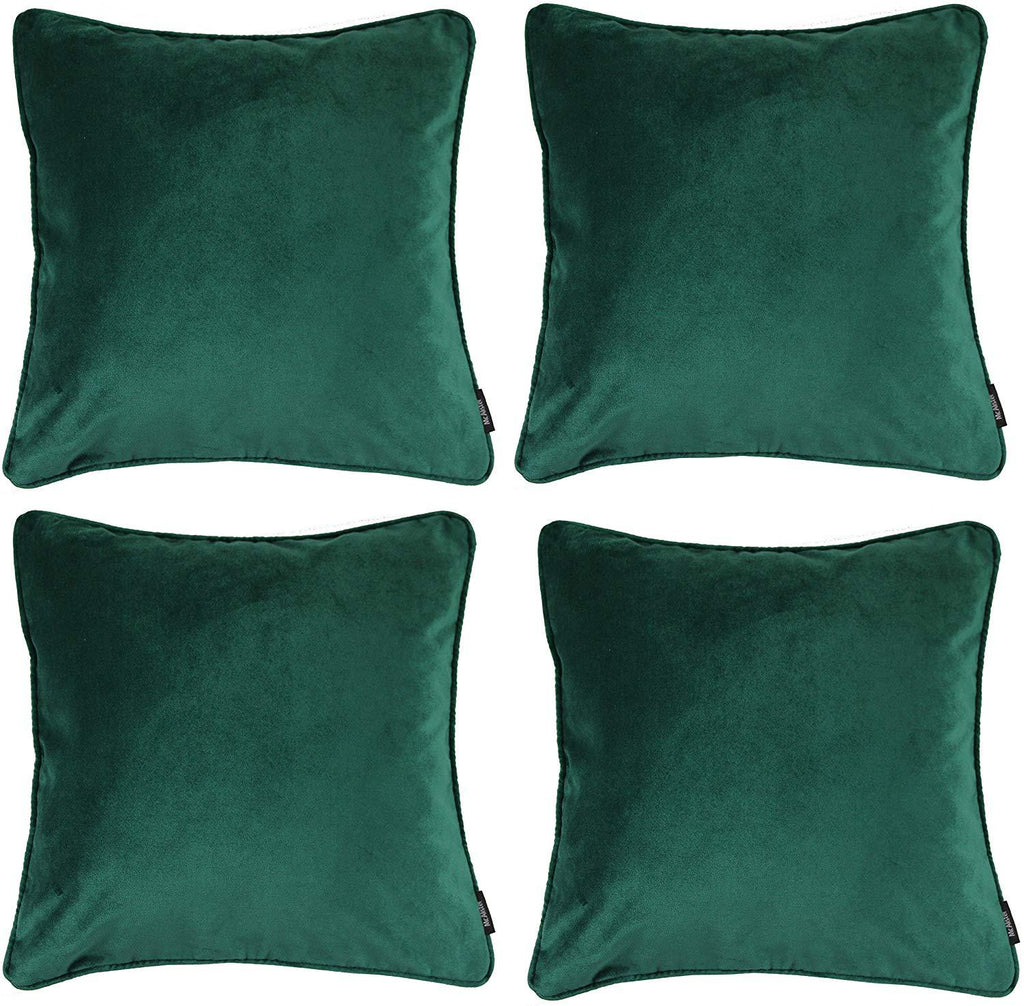 McAlister Textiles Matt Emerald Green Velvet 43cm x 43cm Piped Cushion Sets Cushions and Covers 