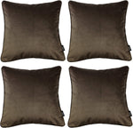 Carica l&#39;immagine nel visualizzatore di Gallery, McAlister Textiles Matt Mocha Brown Velvet 43cm x 43cm Piped Cushion Sets Cushions and Covers 
