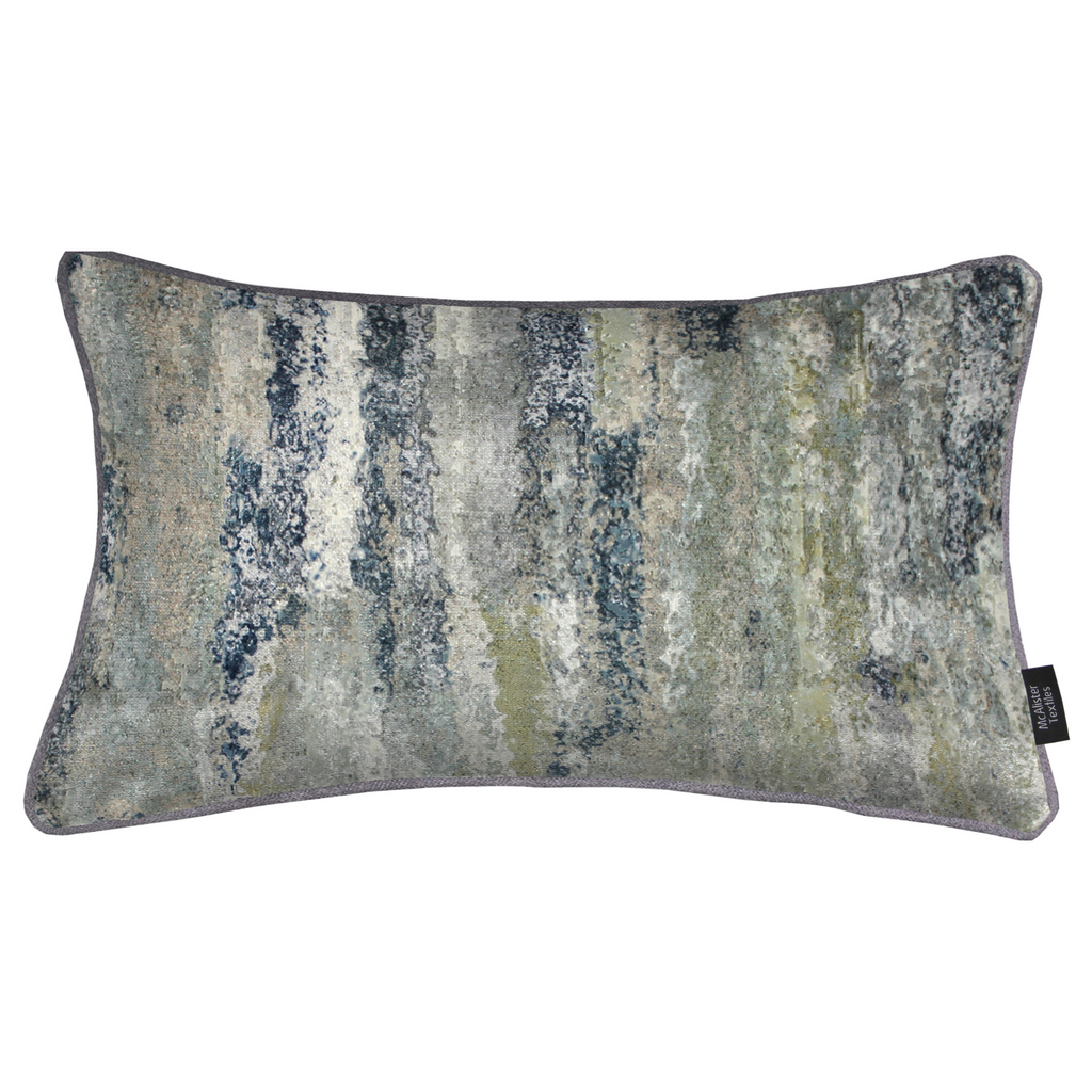 McAlister Textiles Aura Grey Natural Printed Velvet Pillow Pillow 