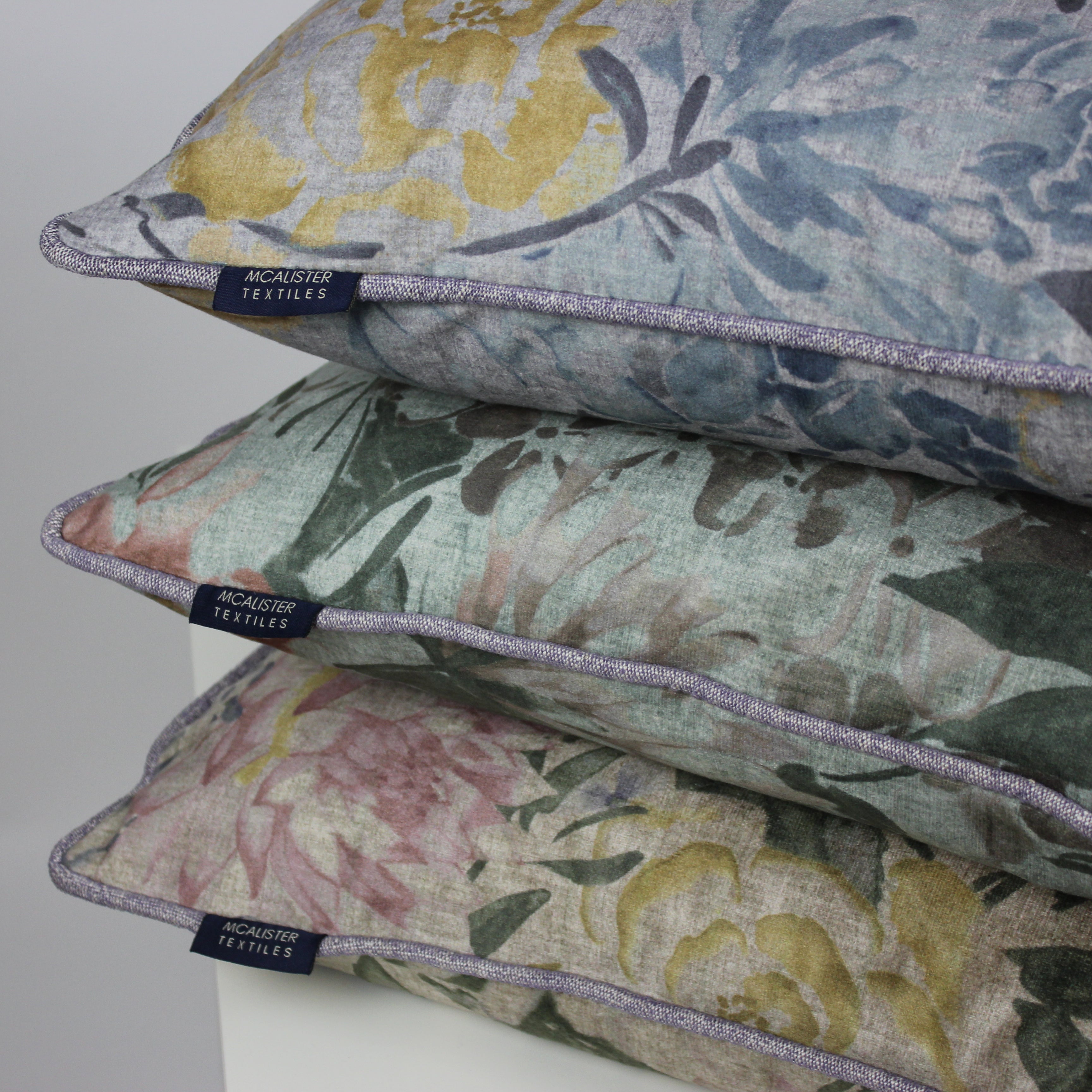 McAlister Textiles Blooma Purple, Pink and Ochre Floral Cushion Cushions and Covers 