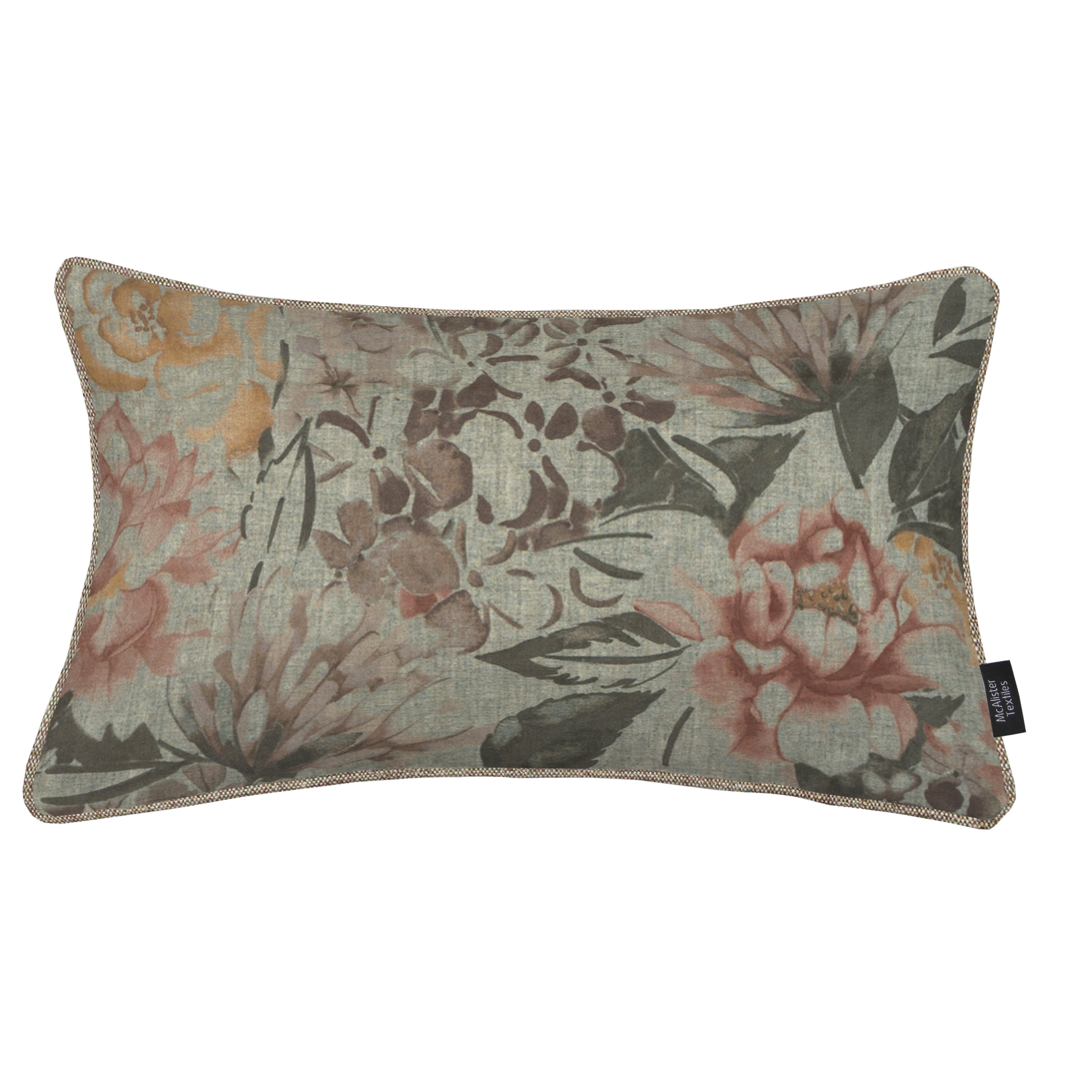 McAlister Textiles Blooma Green, Pink and Ochre Floral Cushion Cushions and Covers 