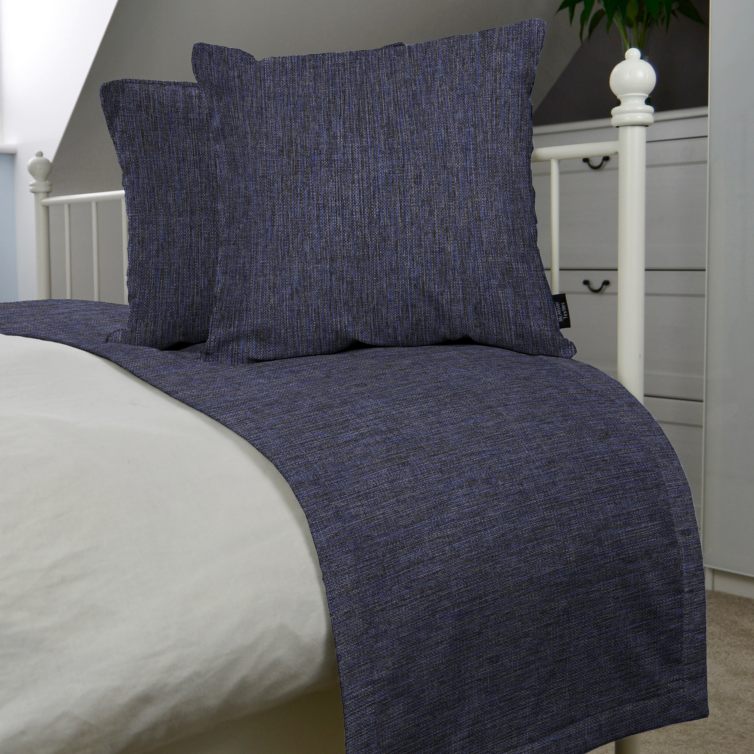 McAlister Textiles Capri Navy Blue Bed Runners Throws and Runners 