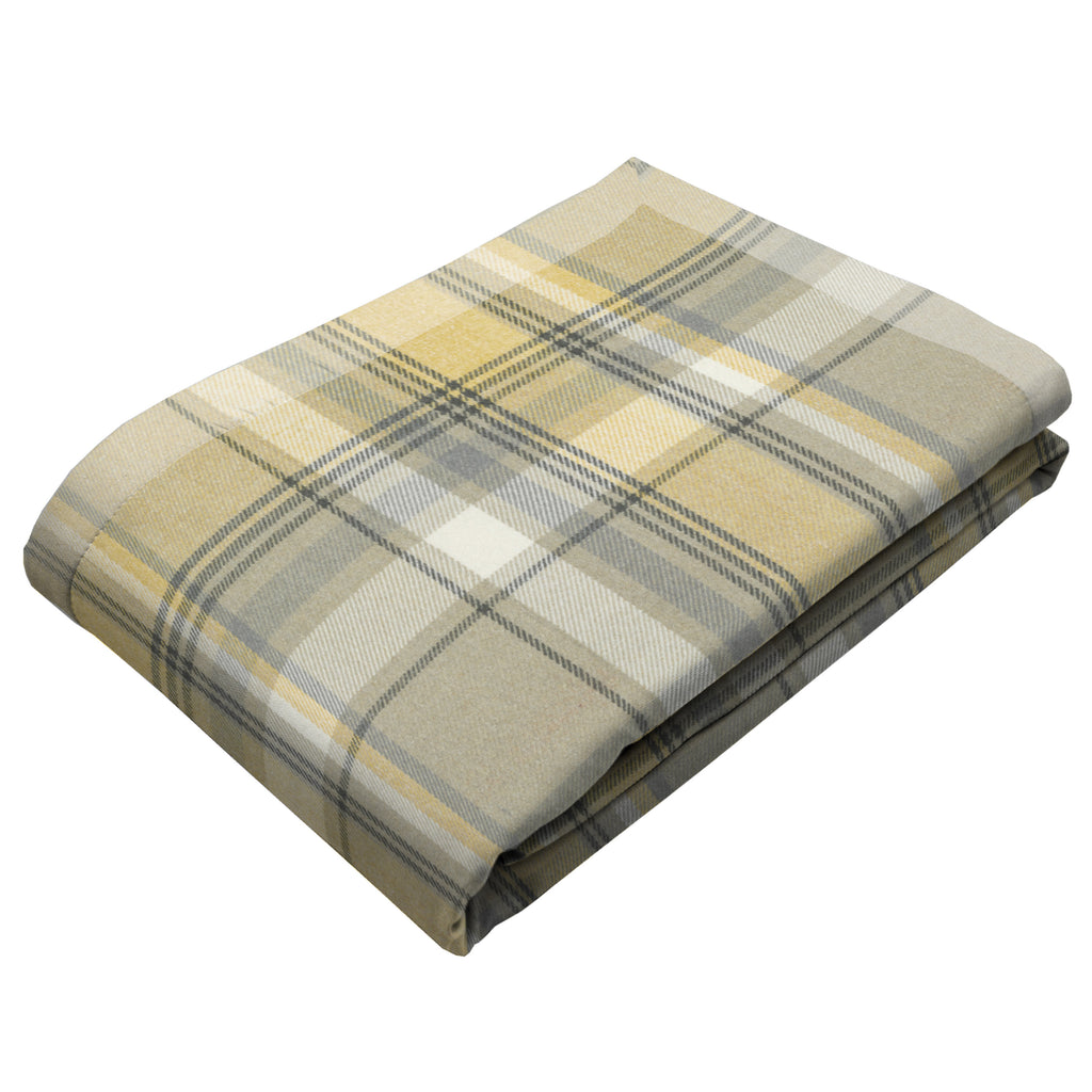 McAlister Textiles Heritage Yellow + Grey Tartan Throws & Runners Throws and Runners 