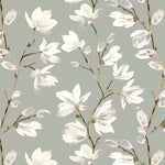 Carica l&#39;immagine nel visualizzatore di Gallery, McAlister Textiles Magnolia Duck Egg Floral Cotton Print Curtains Tailored Curtains 
