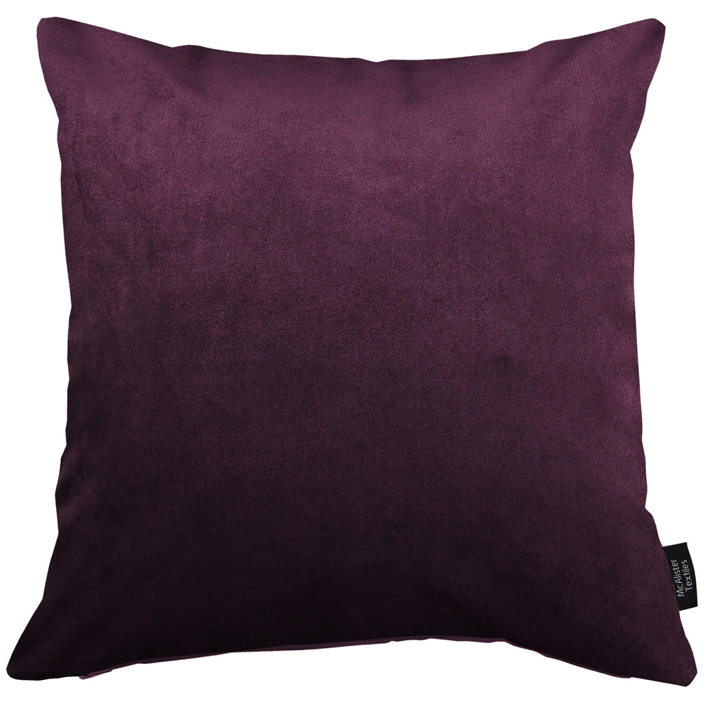 McAlister Textiles Matt Aubergine Purple Velvet Modern Look Plain Cushion Cushions and Covers 