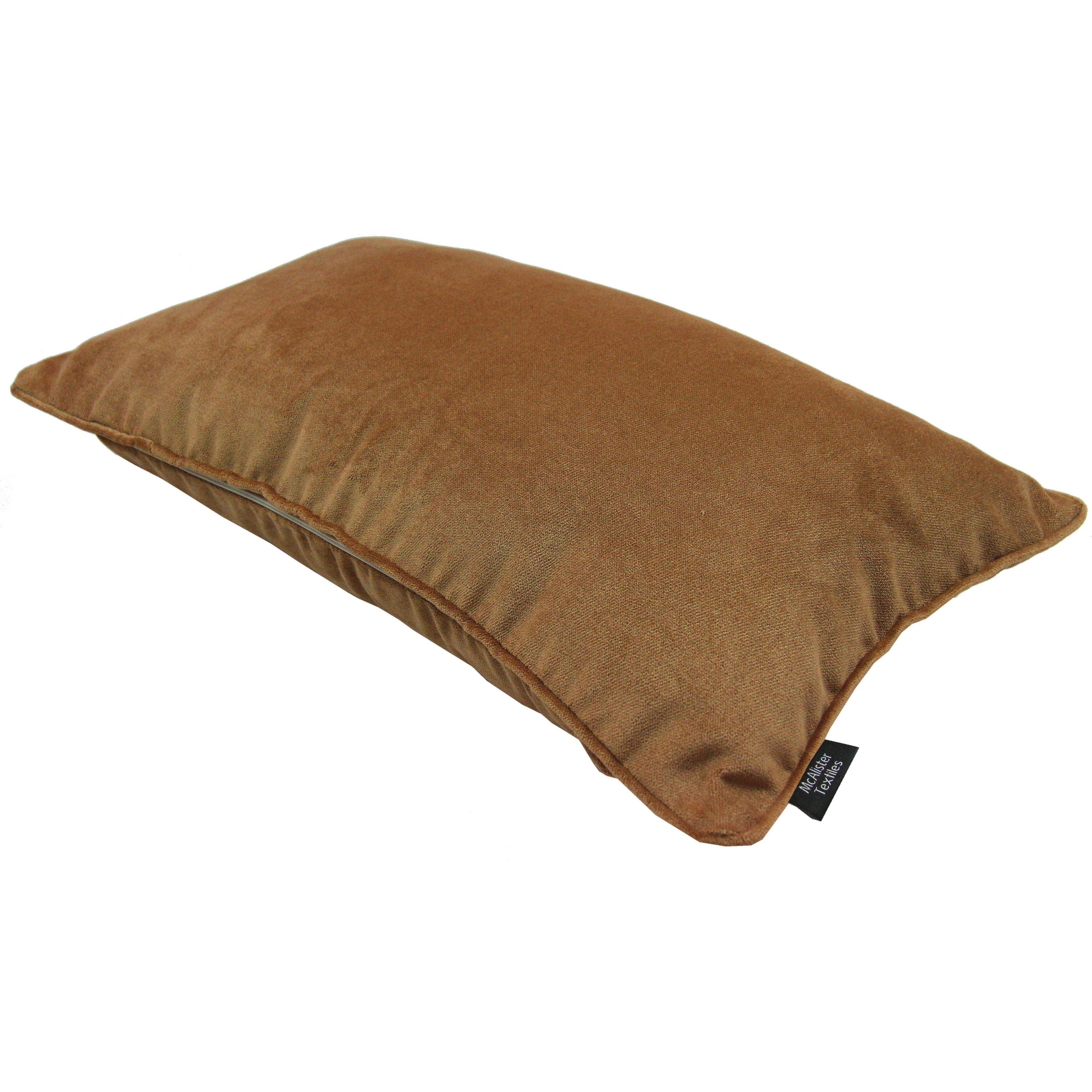 McAlister Textiles Matt Caramel Gold Piped Velvet Cushion Cushions and Covers 