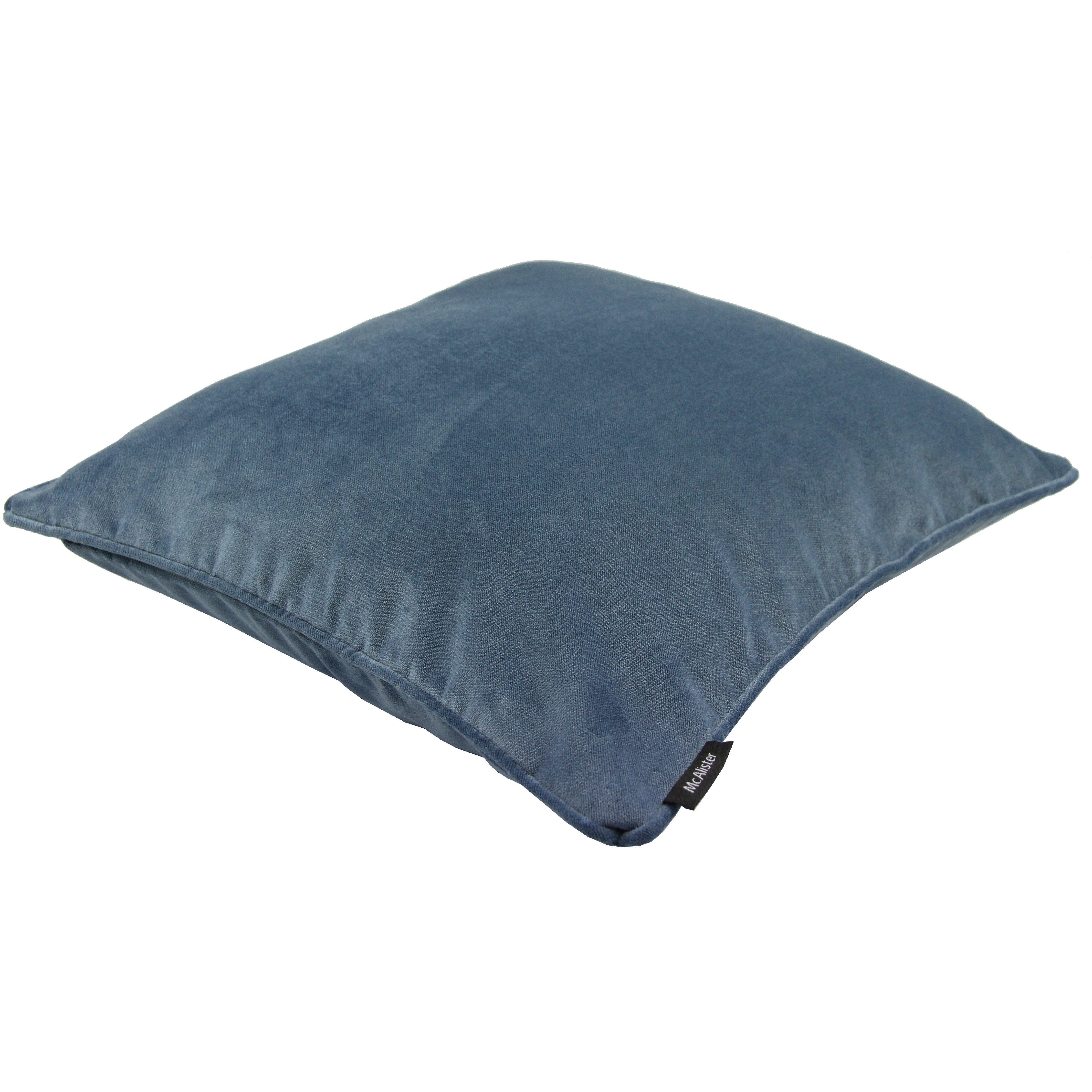 McAlister Textiles Matt Petrol Blue Piped Velvet Cushion Cushions and Covers 