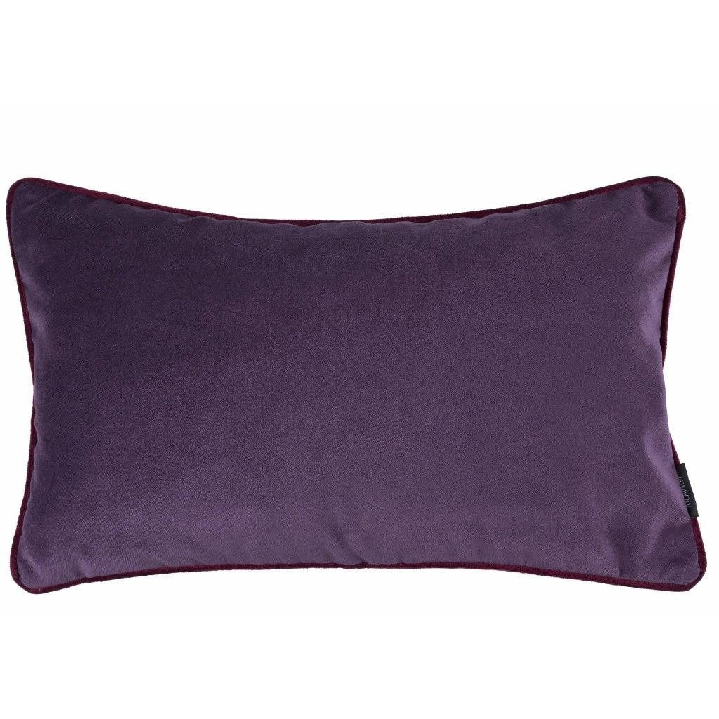 McAlister Textiles Matt Aubergine Purple Piped Velvet Cushion Cushions and Covers 