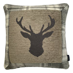 Carica l&#39;immagine nel visualizzatore di Gallery, McAlister Textiles Stag Charcoal Grey Tartan 43cm x 43cm Cushion Set Cushions and Covers 
