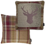 Carica l&#39;immagine nel visualizzatore di Gallery, McAlister Textiles Stag Purple + Green Tartan 43cm x 43cm Cushion Set Cushions and Covers Set of 2 cushions 
