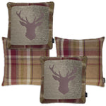 Carica l&#39;immagine nel visualizzatore di Gallery, McAlister Textiles Stag Purple + Green Tartan 43cm x 43cm Cushion Set Cushions and Covers Set of 4 cushions 
