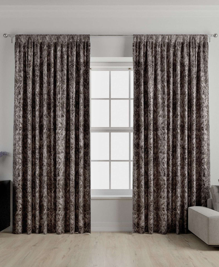 McAlister Textiles Renaissance Charcoal Grey Printed Velvet Curtains mw_product_option_cloned 