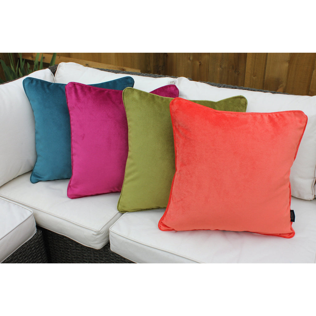 McAlister Textiles Matt Lime Green Piped Velvet Cushion Cushions and Covers 