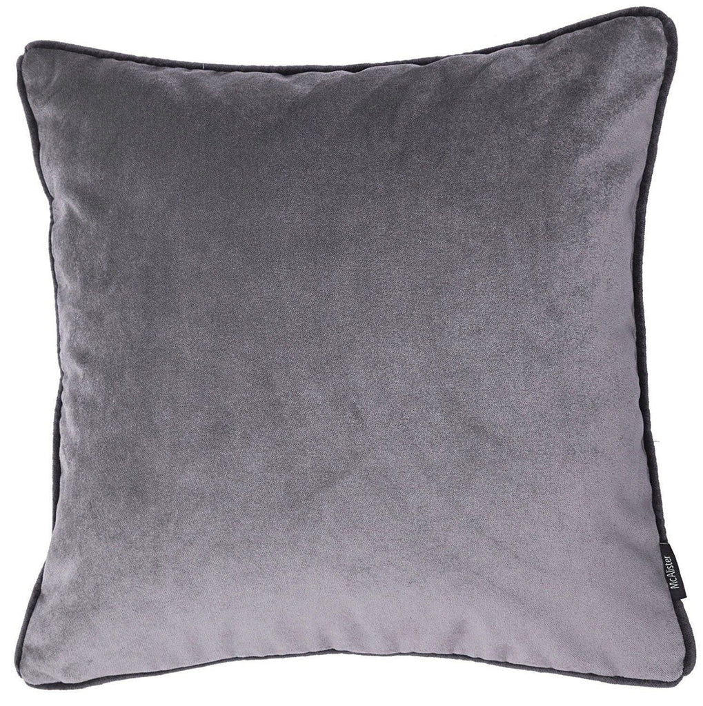 McAlister Textiles Matt Soft Silver Velvet 43cm x 43cm Contrast Piped Cushion Sets Cushions and Covers 