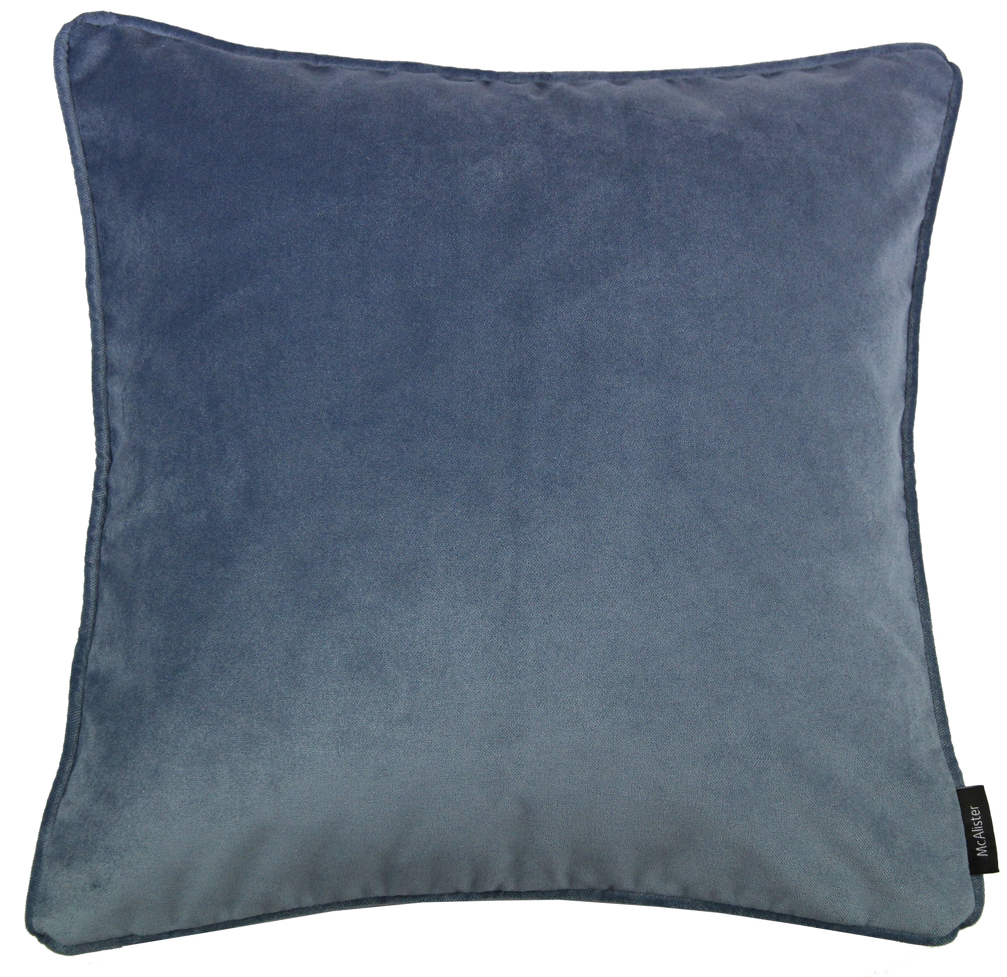 McAlister Textiles Matt Petrol Blue Velvet 43cm x 43cm Piped Cushion Sets Cushions and Covers 