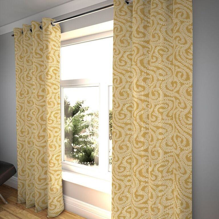 McAlister Textiles Little Leaf Ochre Yellow Curtains mw_product_option_cloned 