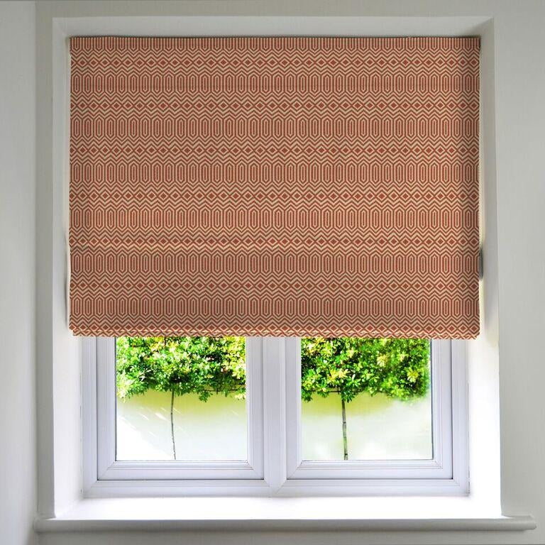 McAlister Textiles Colorado Geometric Burnt Orange Roman Blind mw_product_option_cloned Standard Lining 130cm x 200cm 