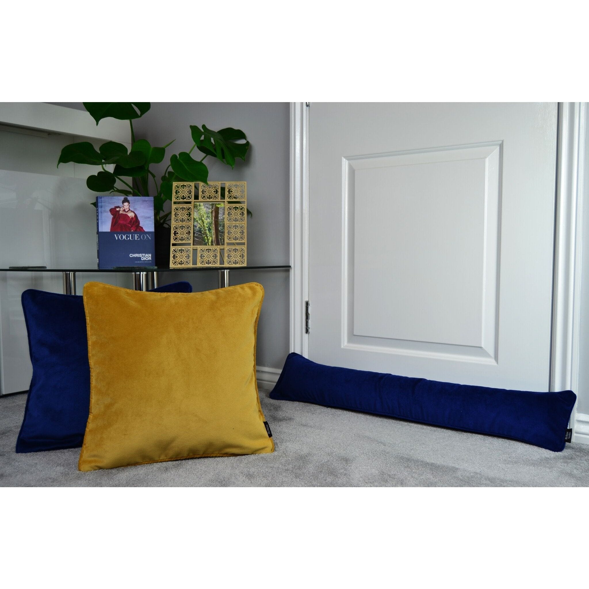 McAlister Textiles Matt Navy Blue Piped Velvet Cushion Cushions and Covers 