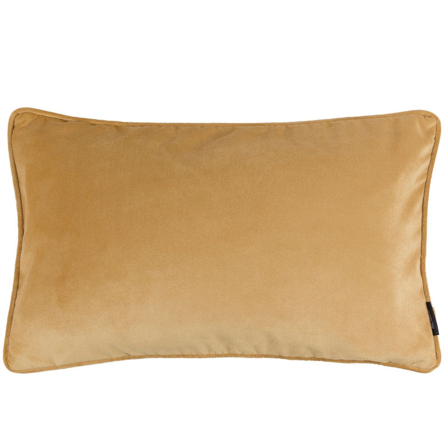 McAlister Textiles Matt Ochre Yellow Piped Velvet Cushion Cushions and Covers 