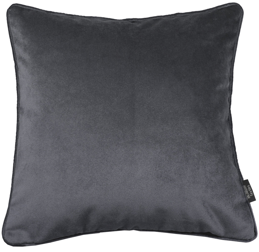 McAlister Textiles Matt Charcoal Grey Velvet 43cm x 43cm Contrast Piped Cushion Sets Cushions and Covers 