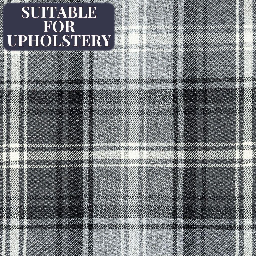 McAlister Textiles Angus Charcoal Grey Tartan Check Curtain Fabric Fabrics 1 Metre 