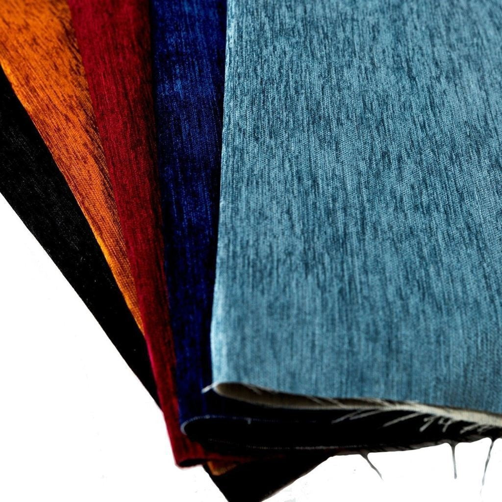 McAlister Textiles Plain Chenille Black Fabric Fabrics 