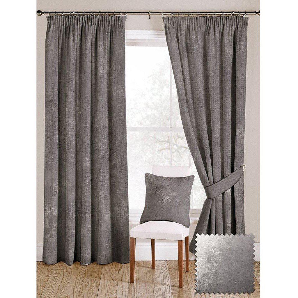 McAlister Textiles Silver Crushed Velvet Curtains Tailored Curtains 