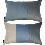 Carica l&#39;immagine nel visualizzatore di Gallery, McAlister Textiles Patchwork Velvet Blue, Gold + Grey Pillow Set Pillow Set of 2 Cushion Covers 
