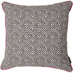 Carica l&#39;immagine nel visualizzatore di Gallery, McAlister Textiles Acapulco Black + White Abstract Cushion Cushions and Covers Polyester Filler 43cm x 43cm Coloured Piping
