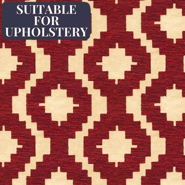 McAlister Textiles Arizona Geometric Red Fabric Fabrics 
