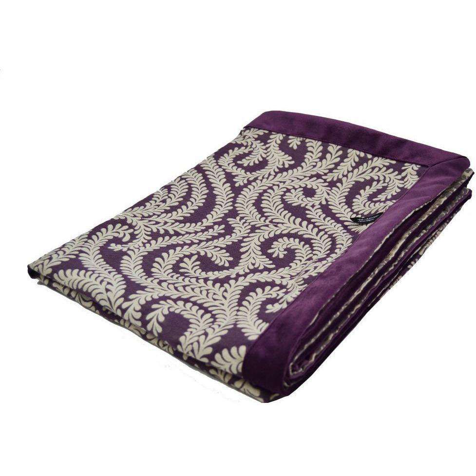 McAlister Textiles Little Leaf Aubergine Purple Throws & Runners Throws and Runners Regular (130cm x 200cm) 