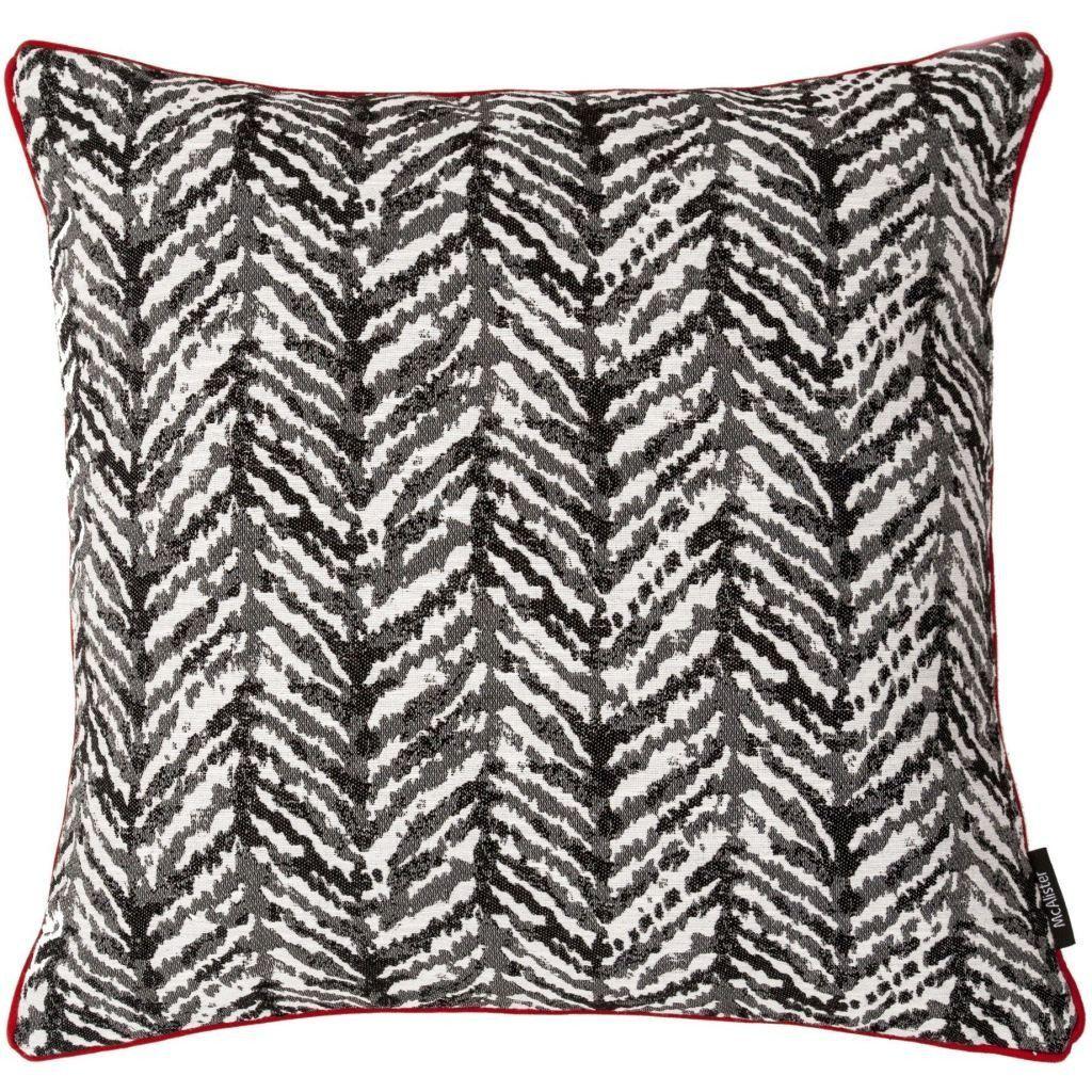 McAlister Textiles Baja Black + White Abstract Cushion Cushions and Covers Cover Only 43cm x 43cm Coloured Piping