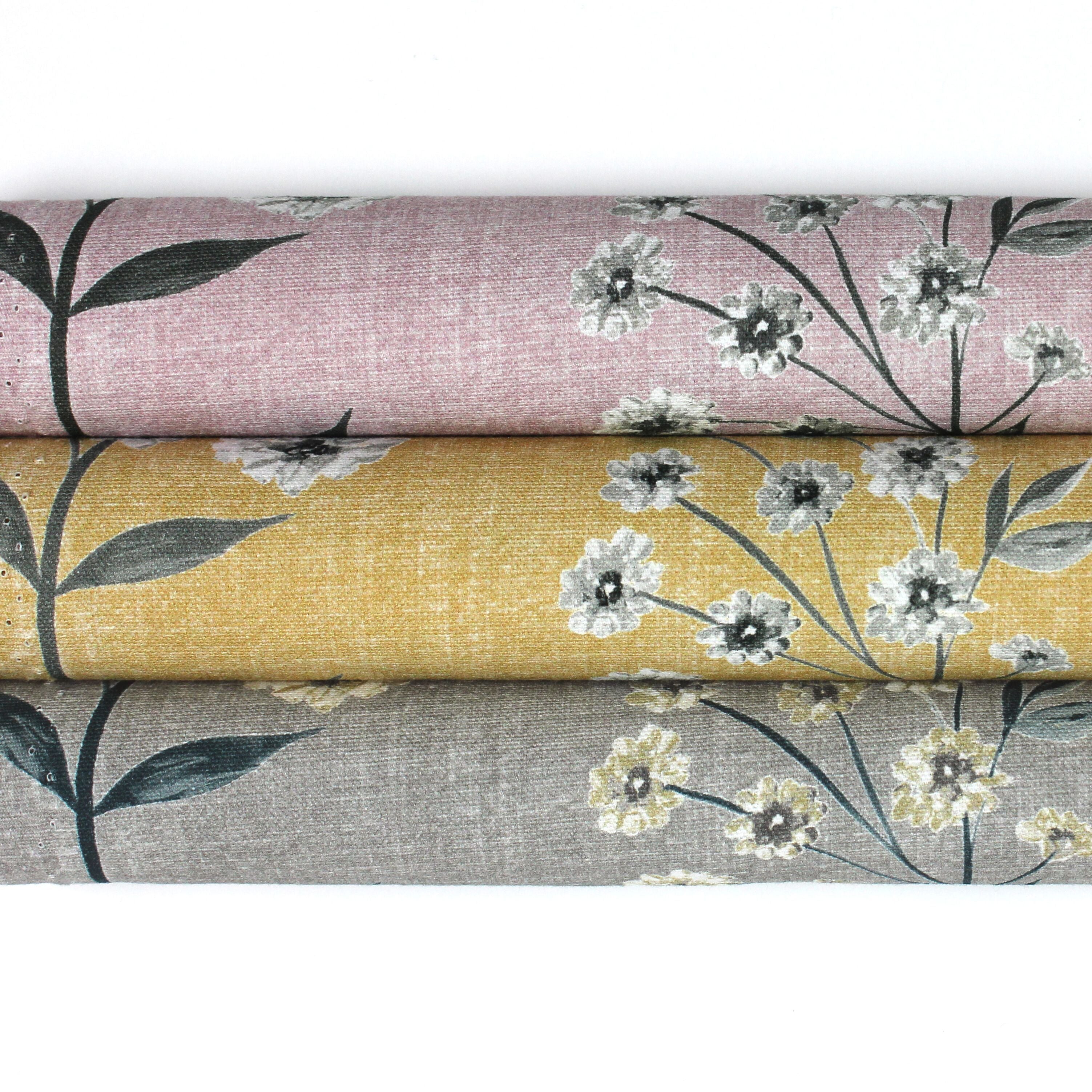 McAlister Textiles Meadow Soft Grey Floral Cotton Print Fabric Fabrics 