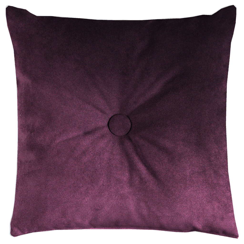 McAlister Textiles Matt Aubergine Purple Velvet Button Cushions Cushions and Covers Polyester Filler 43cm x 43cm 