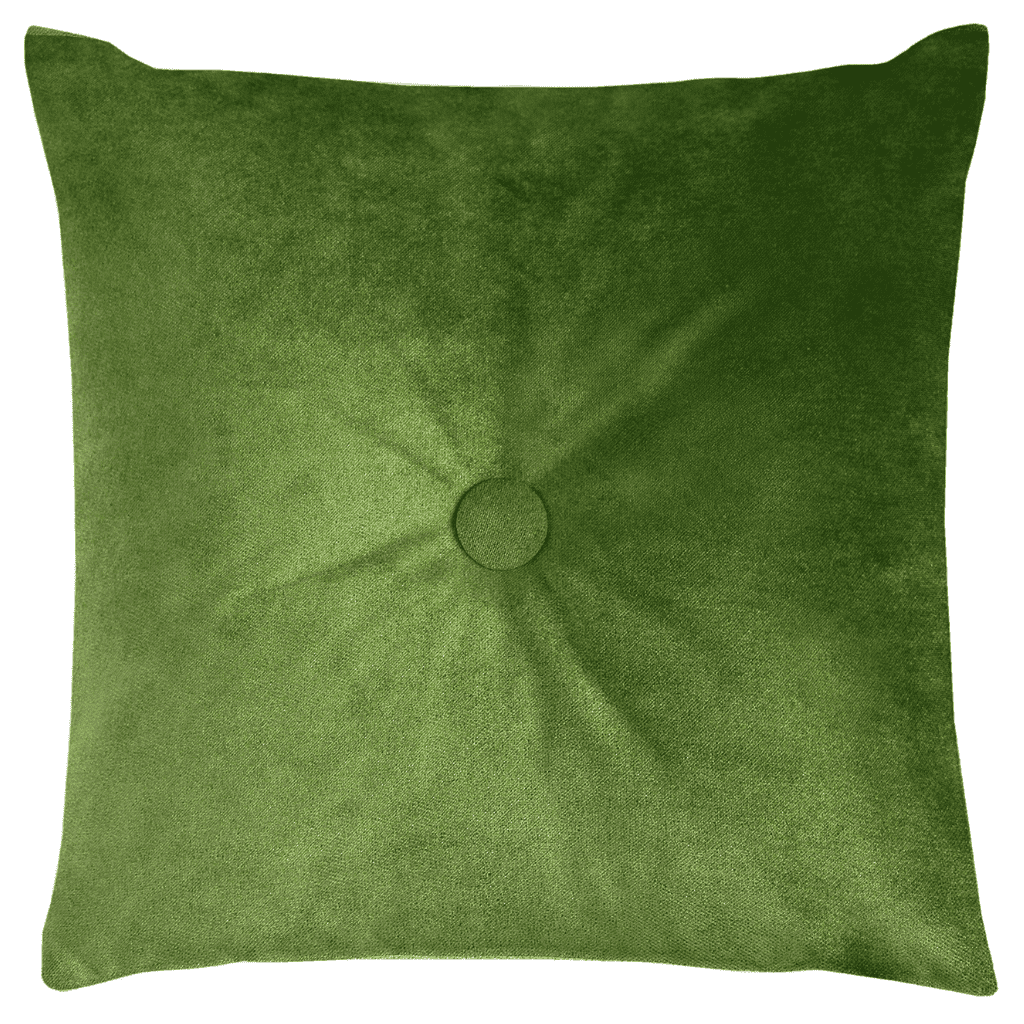 McAlister Textiles Matt Fern Green Velvet Button Cushions Cushions and Covers Polyester Filler 43cm x 43cm 