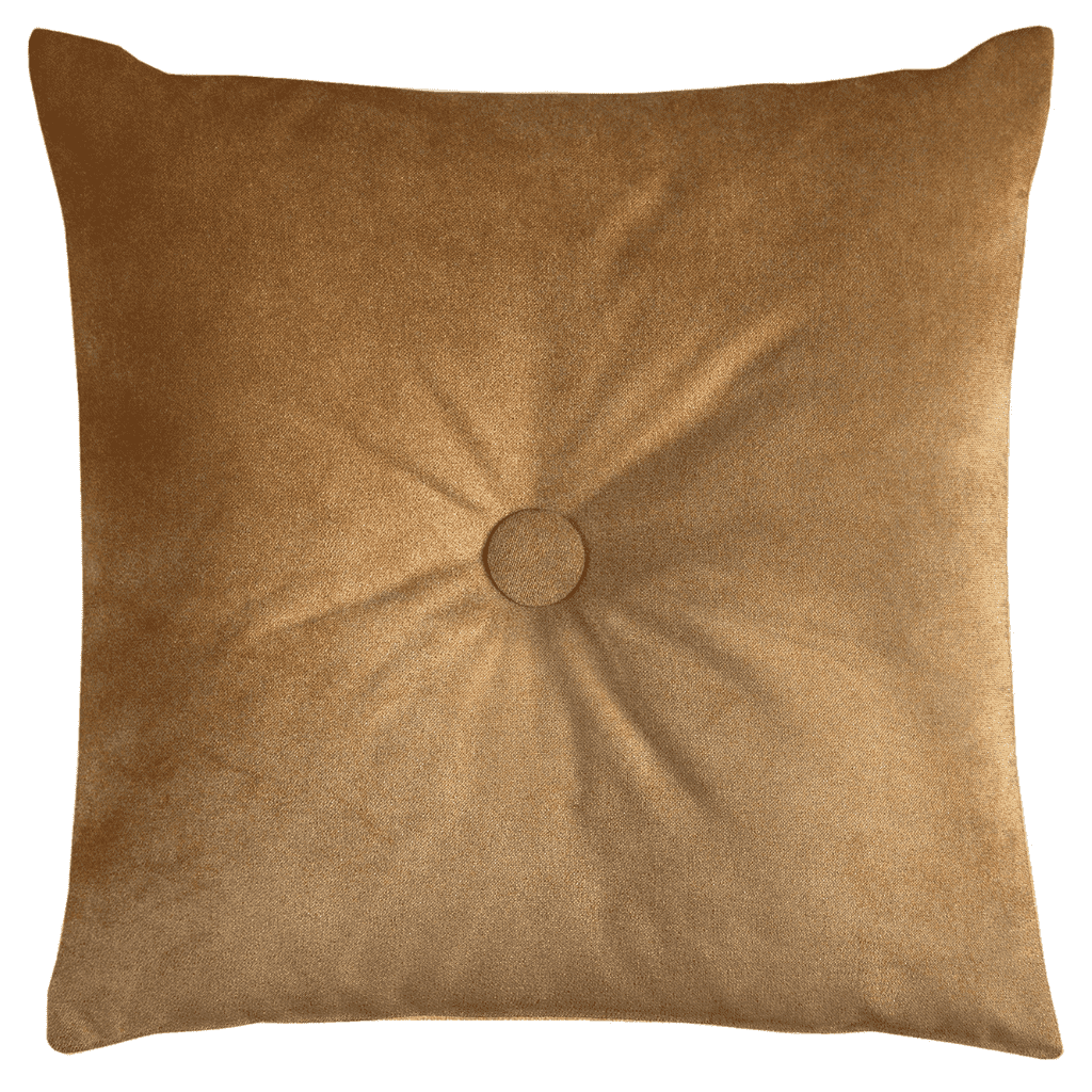 McAlister Textiles Matt Caramel Gold Velvet Button Cushions Cushions and Covers Polyester Filler 43cm x 43cm 