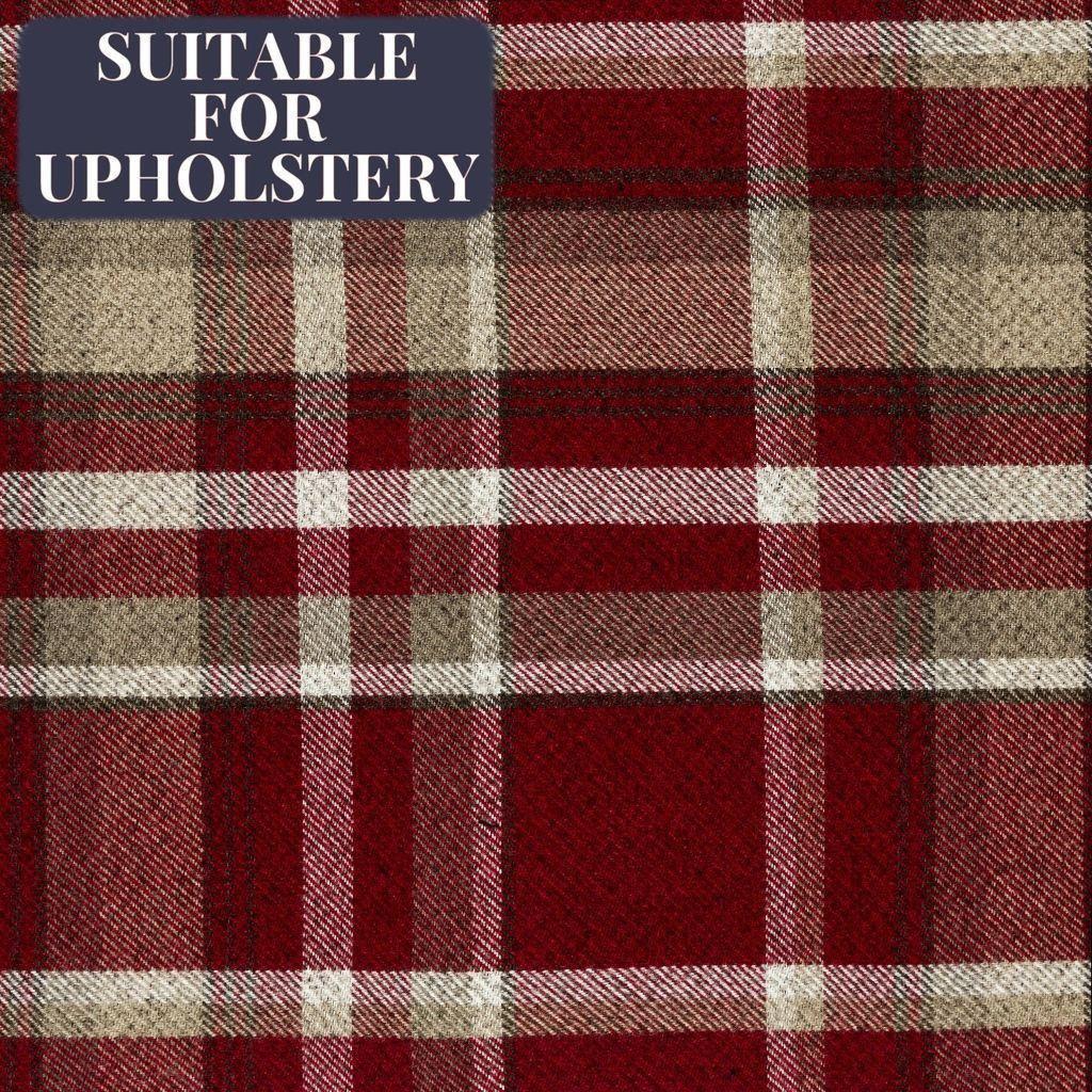 McAlister Textiles Heritage Tartan Red + White Curtain Fabric Fabrics 1/2 Metre 