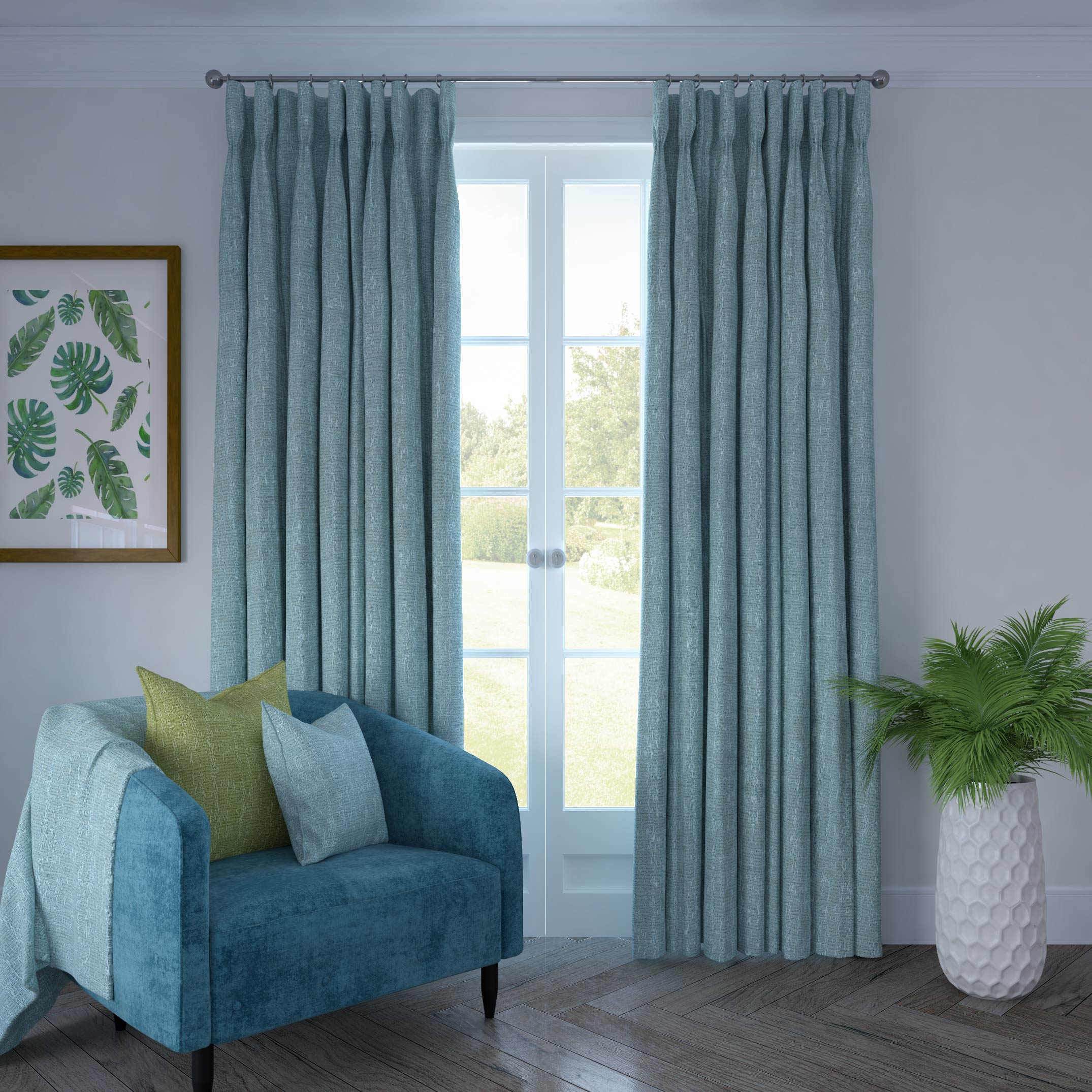 McAlister Textiles Eternity Duck Egg Chenille Curtains Tailored Curtains 