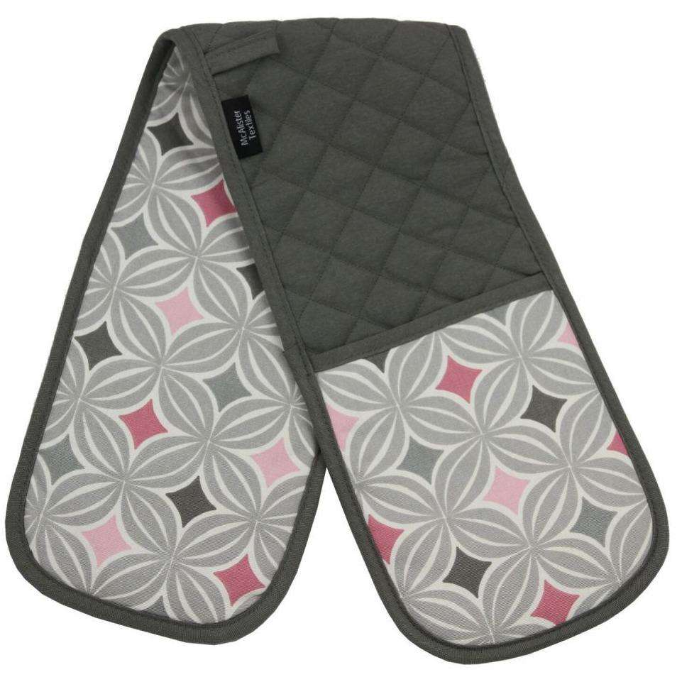 McAlister Textiles Laila Pink Cotton Print Double Oven Mitts Kitchen Accessories 