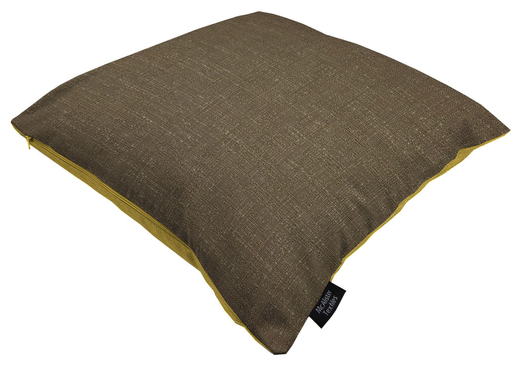 McAlister Textiles Harmony Mocha and Yellow Ochre Plain Cushions Cushions and Covers Cover Only 43cm x 43cm 