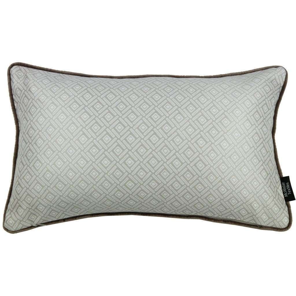 McAlister Textiles Elva Geometric Beige Grey Pillow Pillow Cover Only 50cm x 30cm 