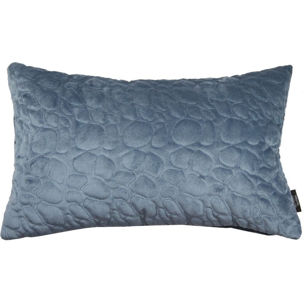 McAlister Textiles Pebble Quilted Dark Blue Velvet Pillow Pillow Cover Only 50cm x 30cm 