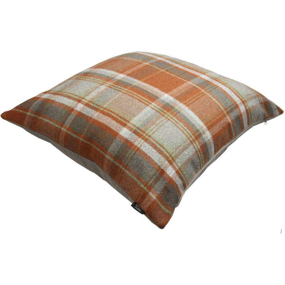 McAlister Textiles Deluxe Tartan Burnt Orange + Grey 66cm x 66cm Floor Cushion Floor Cushions 