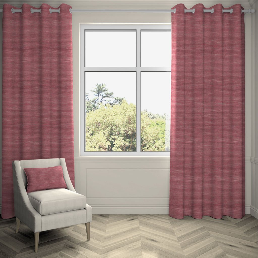 McAlister Textiles Hamleton Red Textured Plain Curtains Tailored Curtains 