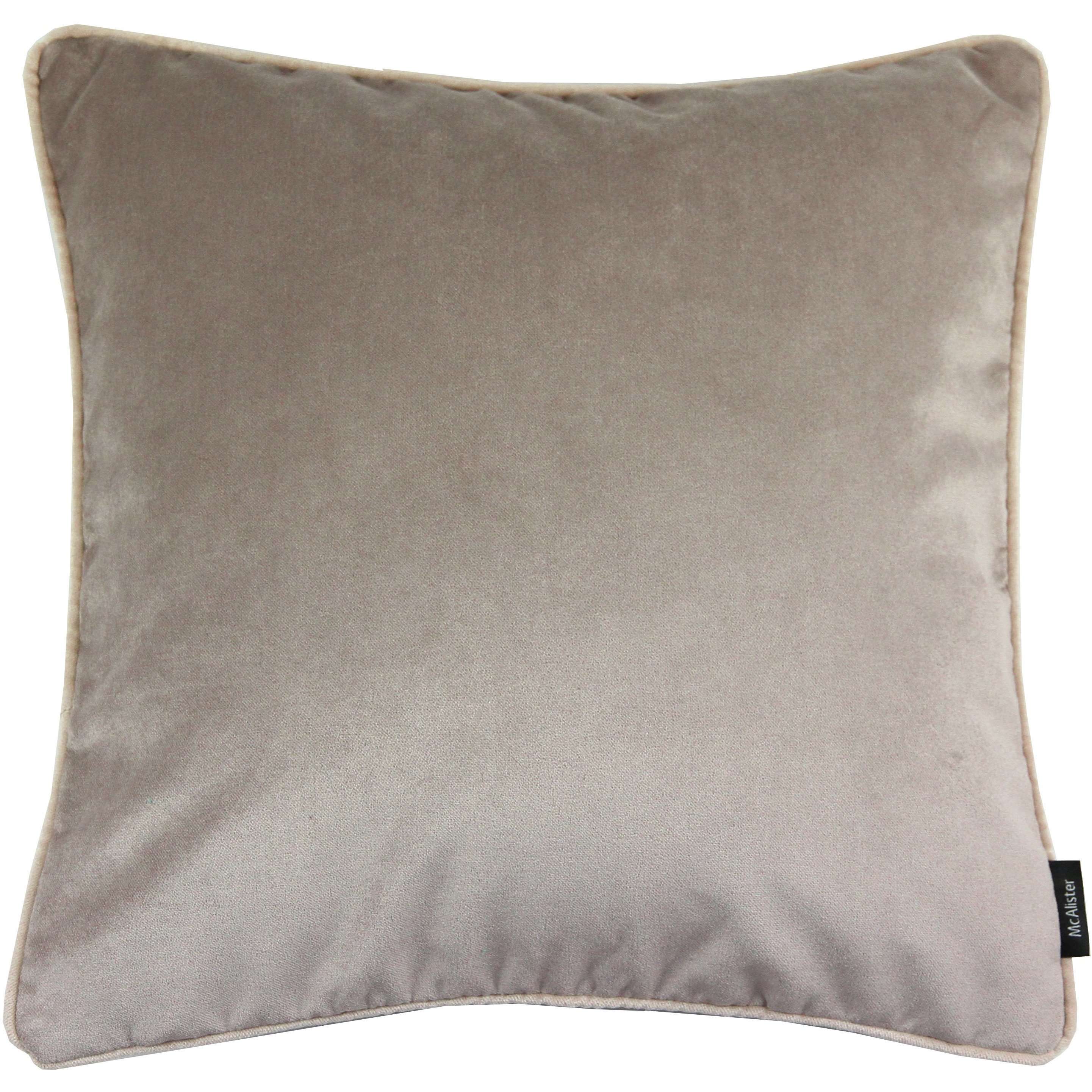 McAlister Textiles Matt Beige Mink Piped Velvet Cushion Cushions and Covers Cover Only 43cm x 43cm 