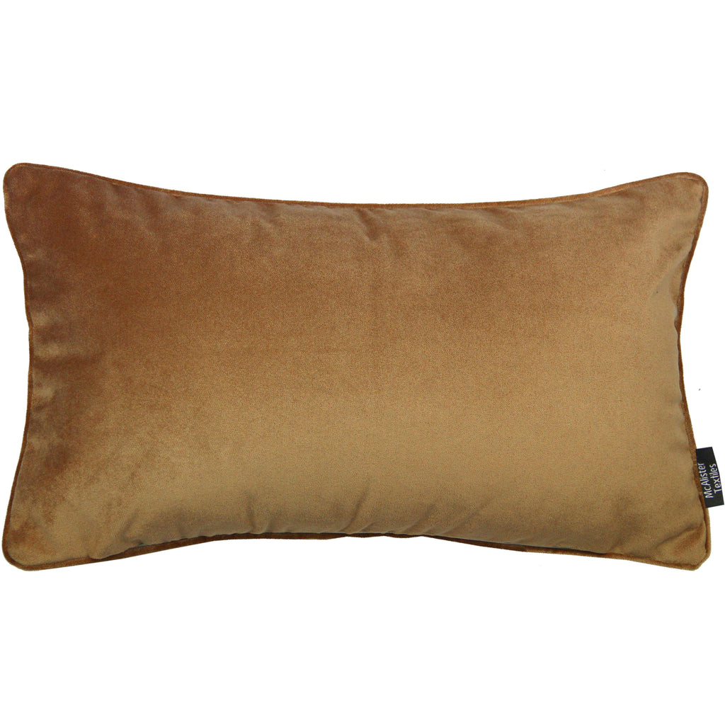 McAlister Textiles Matt Caramel Gold Piped Velvet Pillow Pillow Cover Only 50cm x 30cm 
